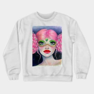 Masquerade in Pink lowbrow art Crewneck Sweatshirt